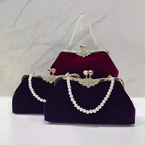 Plastic Pearl & Velour Box Bag & Easy Matching Clutch Bag with chain PC