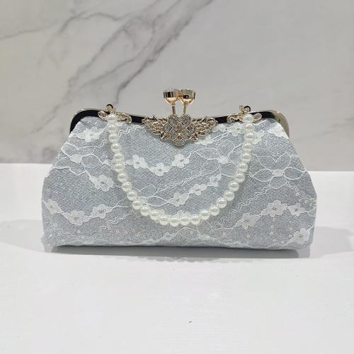 PU Leather & Plastic Pearl Box Bag Clutch Bag with chain & with rhinestone PC