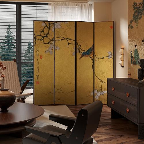 Canvas & Wood foldable Floor Screen  PC