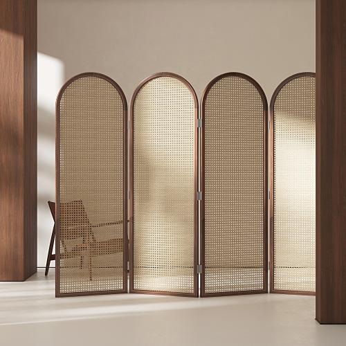 Rattan & Wood foldable Floor Screen PC