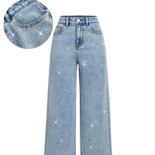 Cotton High Waist Women Jeans slimming & with rhinestone PC
