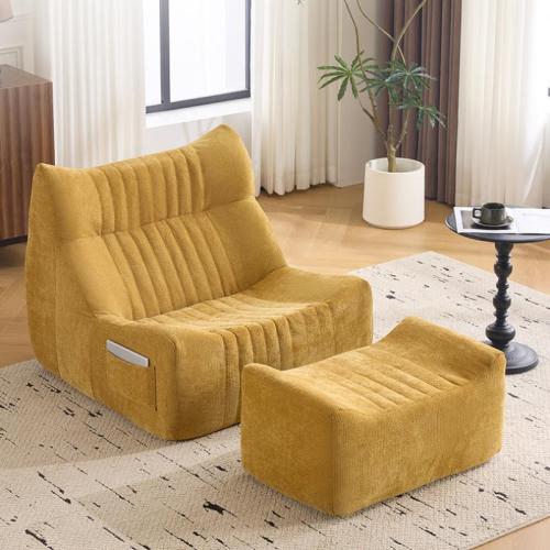 Chenille & Sponge single & Soft Lazy Sofa Solid PC