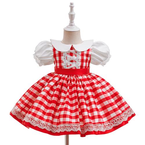 Polyester Girl One-piece Dress with bowknot & christmas design PC