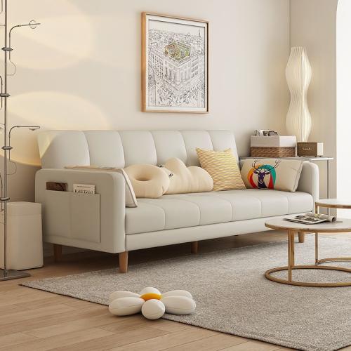 Scratch-Resistant Fabric & Solid Wood & Cotton Linen Sofa Bed PC