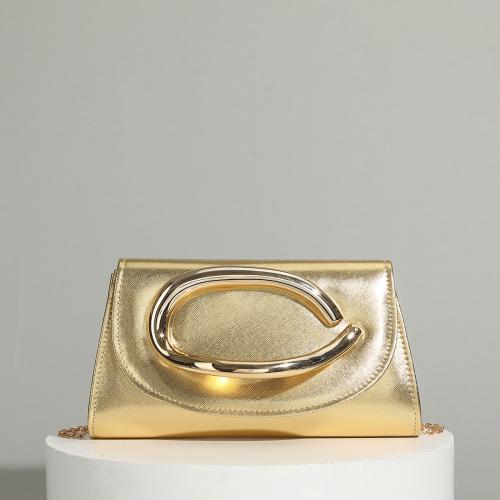 Polyester Evening Party Clutch Bag portable Solid gold PC
