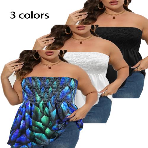 Polyester Plus Size Tube Top slimming printed Set