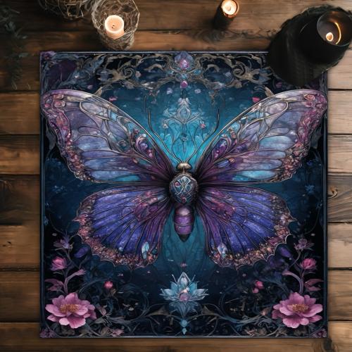 Polyester Tarot Table Cloth printed butterfly pattern black PC
