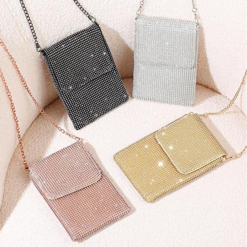 Acrylic Cell Phone Bag Lightweight & attached with hanging strap & with rhinestone Polyester PC