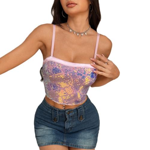 Polyester Crop Top Camisole patchwork pink PC