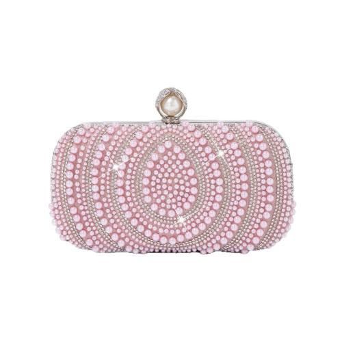 Polyester hard-surface Clutch Bag attached with hanging strap Plastic Pearl PC