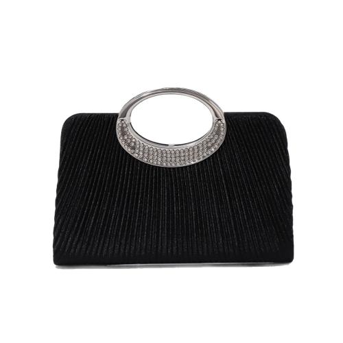 Silk hard-surface & Pleat Clutch Bag with rhinestone Polyester PC