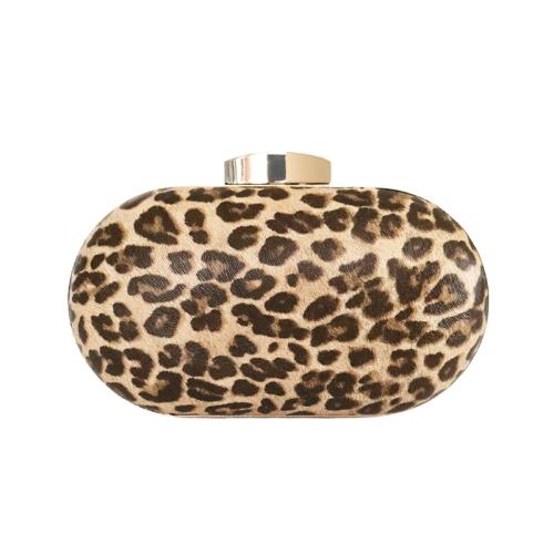 PU Leather & Polyester Clutch Bag leopard brown PC