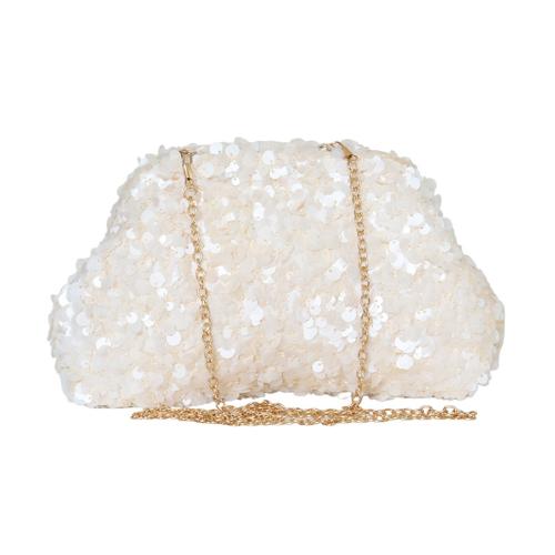 Polyester Dumpling Clutch Bag Sequin Apricot PC