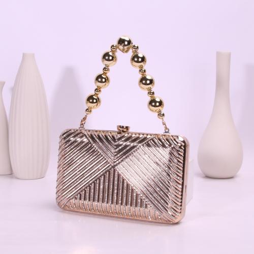 PU Leather Box Bag Clutch Bag with chain Polyester champagne PC