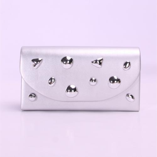 PU Leather Box Bag Clutch Bag with chain Polyester silver PC