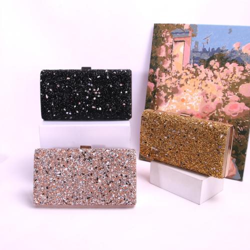 PU Leather Box Bag Clutch Bag with chain & with rhinestone Polyester PC