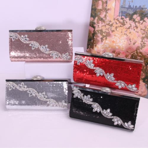 PU Leather Box Bag Clutch Bag with rhinestone Sequin & Polyester PC