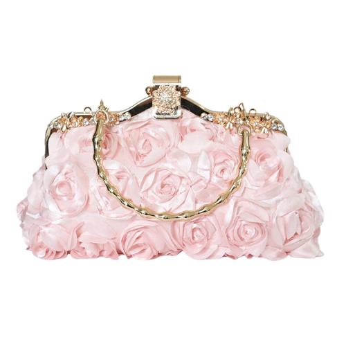 Polyester Clutch Bag with rhinestone floral PC