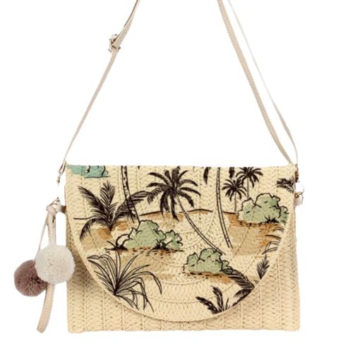 Paper Crossbody Bag soft surface Polyester beige PC