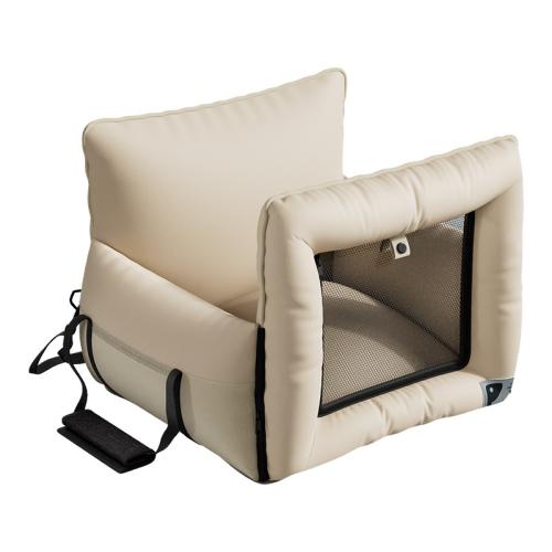 PU Leather detachable and washable & Waterproof Vehicle Pet Bag thicken beige PC