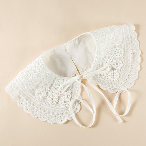 Mixed Fabric triple layer Fake Collar hollow Solid white : PC