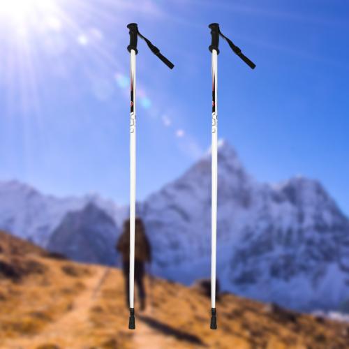 Aluminium Alloy Ski Poles hardwearing & stretchable white Set