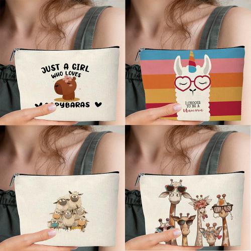 Linen Organizer Cosmetic Bag large capacity & soft surface & portable PC