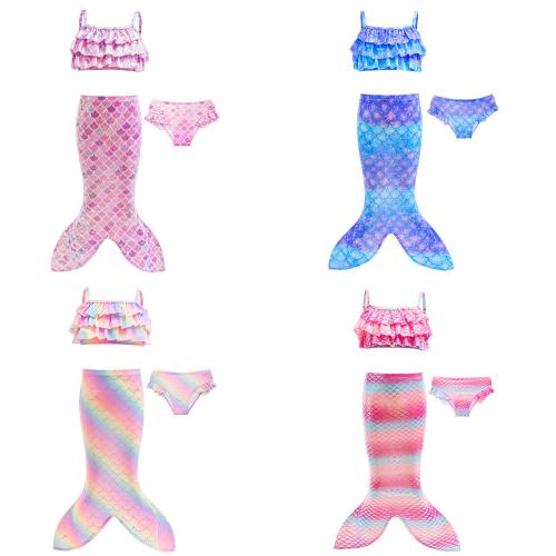 Polyester Girl Kids Three-piece Swimsuit & three piece Set