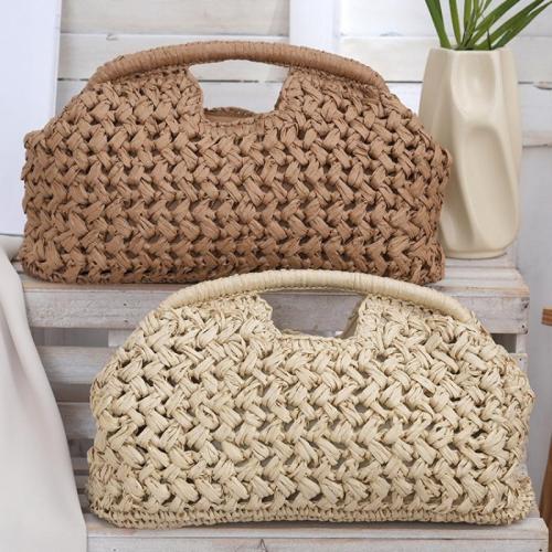 Straw Handbag soft surface & hollow Unlined Solid PC