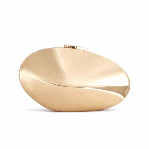 Iron hard-surface Clutch Bag attached with hanging strap Cotton Solid gold PC
