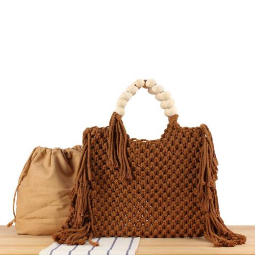 Cotton Cord Handbag large capacity & soft surface & hollow Polyester Solid PC