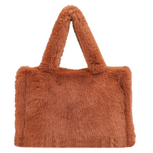 Artificial Wool Handbag large capacity & soft surface & attached with hanging strap Solid PC