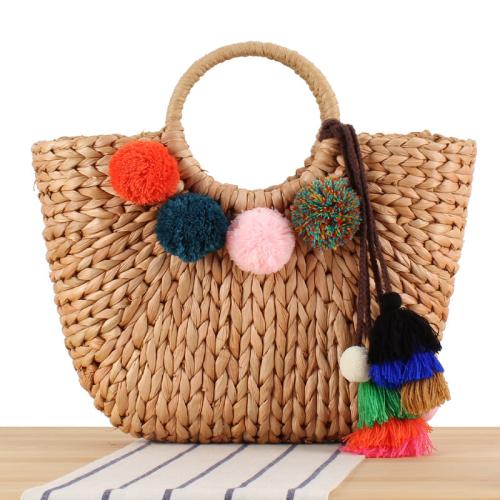 Corn Husk hard-surface Handbag Polyester Solid brown PC