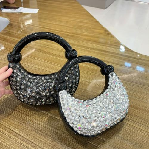 Acrylic Handbag soft surface & attached with hanging strap & with rhinestone PC