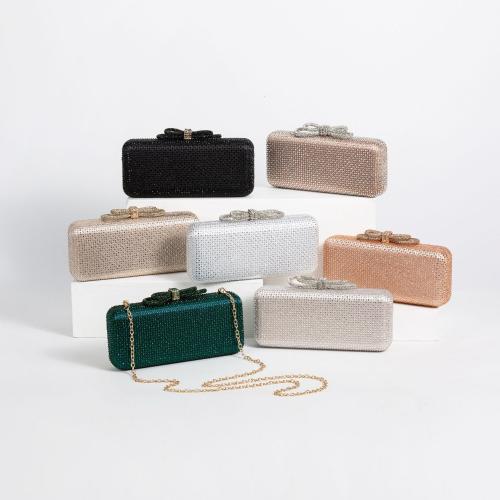 Silk hard-surface Clutch Bag attached with hanging strap & with rhinestone Cotton Solid PC
