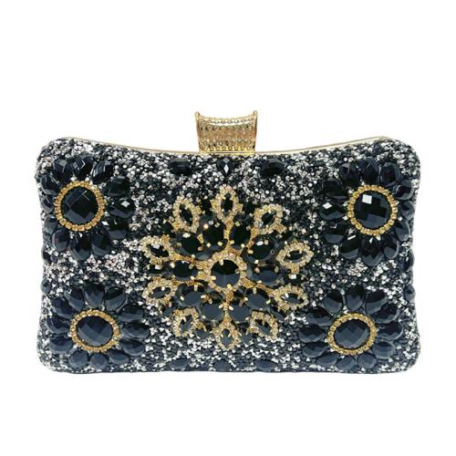 Polyester hard-surface Clutch Bag attached with hanging strap & with rhinestone PC