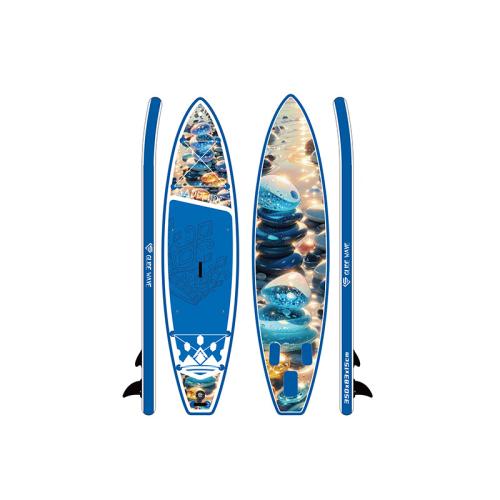 PVC Inflatable Surfboard hardwearing EVA printed blue PC