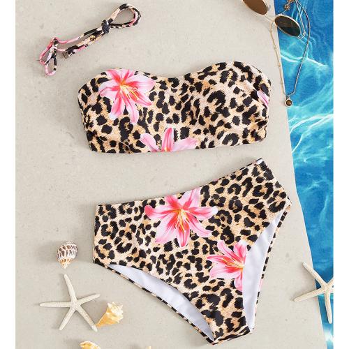 Polyester Tankinis Set & two piece printed leopard coffee Set