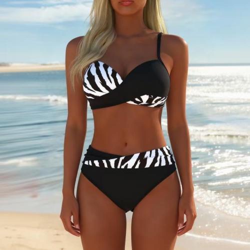 Polyamide & Spandex Bikini & two piece & padded printed white and black Set