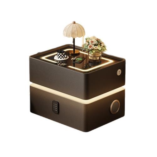 Solid Wood Multifunction Bedside Cabinet Scratch-Resistant Fabric & Medium Density Fiberboard PC