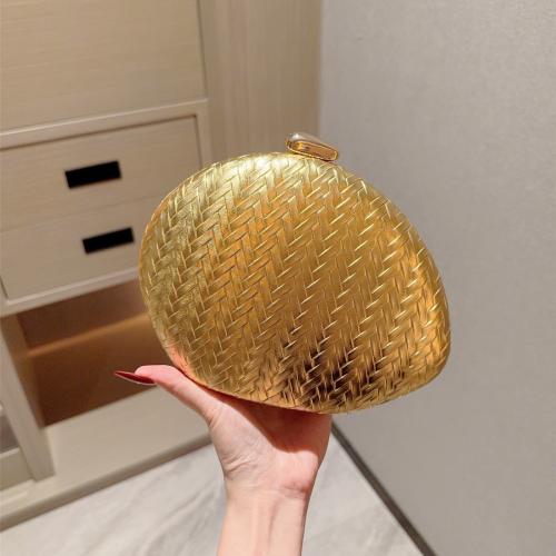 PU Leather hard-surface Clutch Bag attached with hanging strap Polyester gold PC
