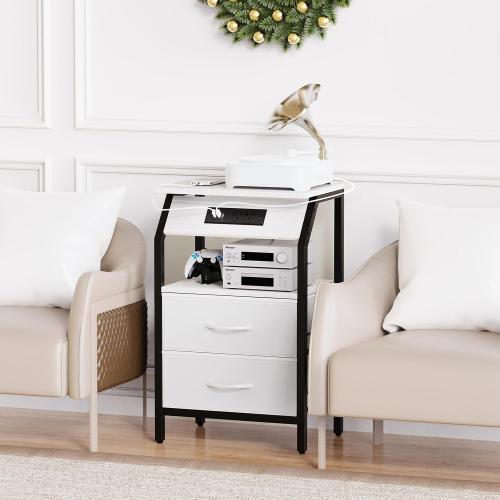 MDF Board Bedside Cabinet for storage & hardwearing & with USB interface Steel Tube & Adhesive Bonded Fabric PC