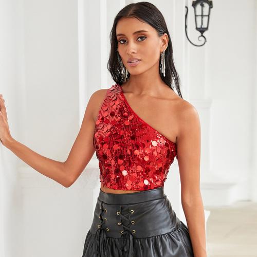 Polyester shoulder slope Lady One Shoulder Top PC