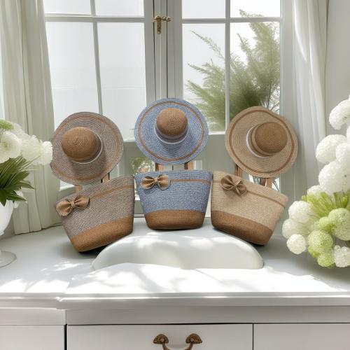 Straw Woven Shoulder Bag large capacity & two piece Set