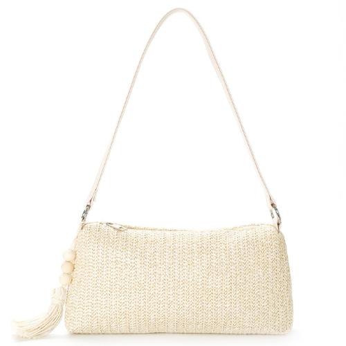 PP Straw Woven Shoulder Bag large capacity Polyester beige PC