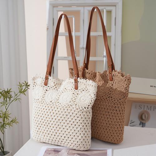 Cotton Cord Woven Shoulder Bag large capacity Polyester PC