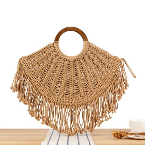 Cotton Cord Tassels Handbag large capacity & soft surface & hollow PC