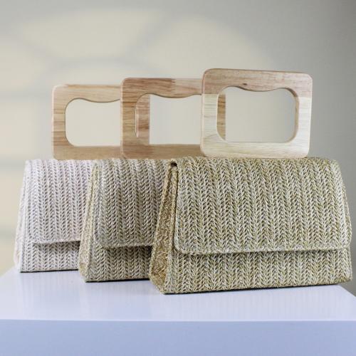 Straw Handbag large capacity & attached with hanging strap Polyester PC