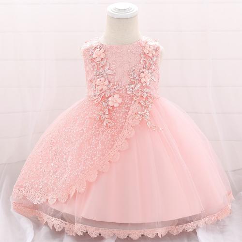 Mixed Fabric & Cotton Princess & Ball Gown Girl One-piece Dress Lace floral PC