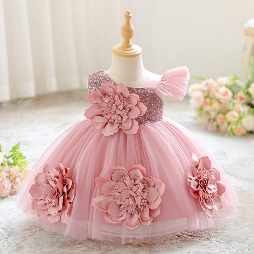 Viscose & Polyester & Cotton Princess & Ball Gown Girl One-piece Dress floral PC